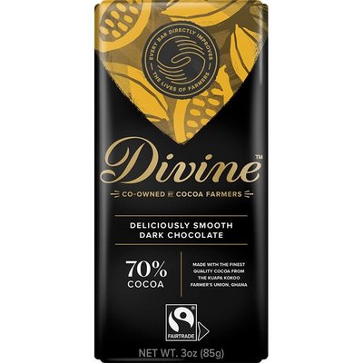 Divine Chocolate 70% Dark Chocolate Large Bar 3oz
