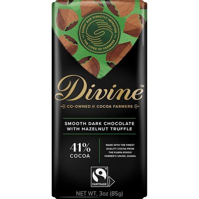 Divine Chocolate Dark Chocolate Hazelnut Truffle Large Bar 3oz