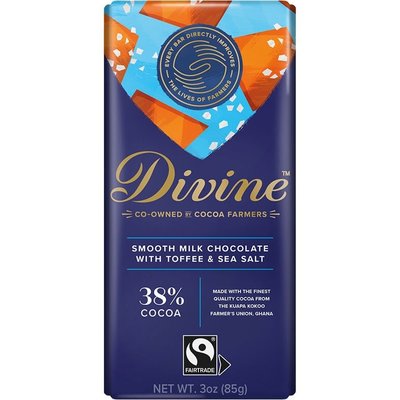 Divine Chocolate Milk Chocolate with Toffee & Sea Salt Large Bar 3oz