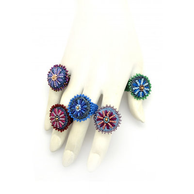 Dunitz & Co Embroidered Denim Daisy Ring