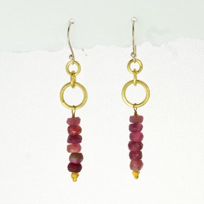 DZI Handmade Rosy Sway Brass Earrings