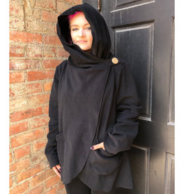 Ganesh Himal Fleece Jacket with Hood: Black