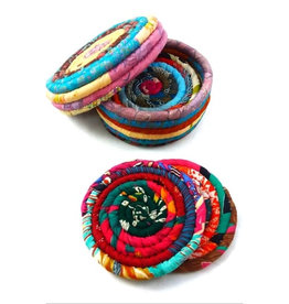 Ganesh Himal Recycled Sari Coasters Set of 4 in Lidded Box