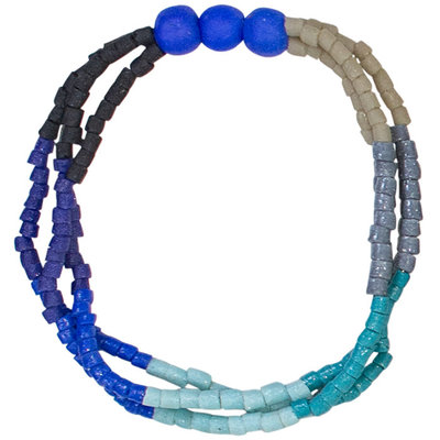 Global Mamas Ombre Glass Bead Bracelet: Stone Blue