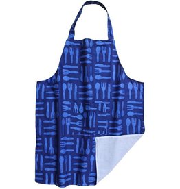 Global Mamas Reversible Apron: Blue Silverware