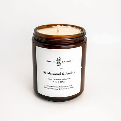 Hopes Landing Sandalwood & Amber Candle 8oz Jar