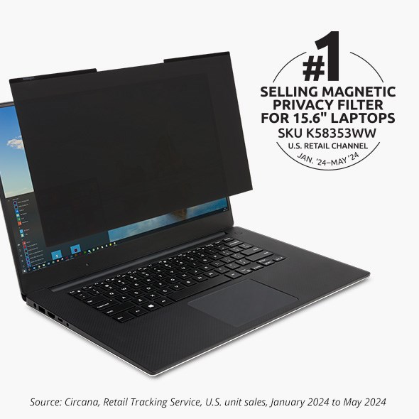 Privacy Screen Filter over a Laptop with a badge that says #1 Selling Magnetic Privacy Filter 16.5