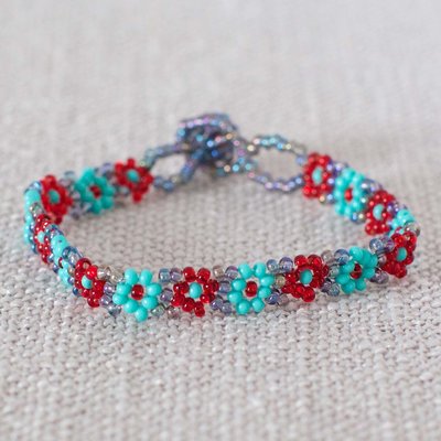 Lucia's Imports Beaded Flower Bracelet