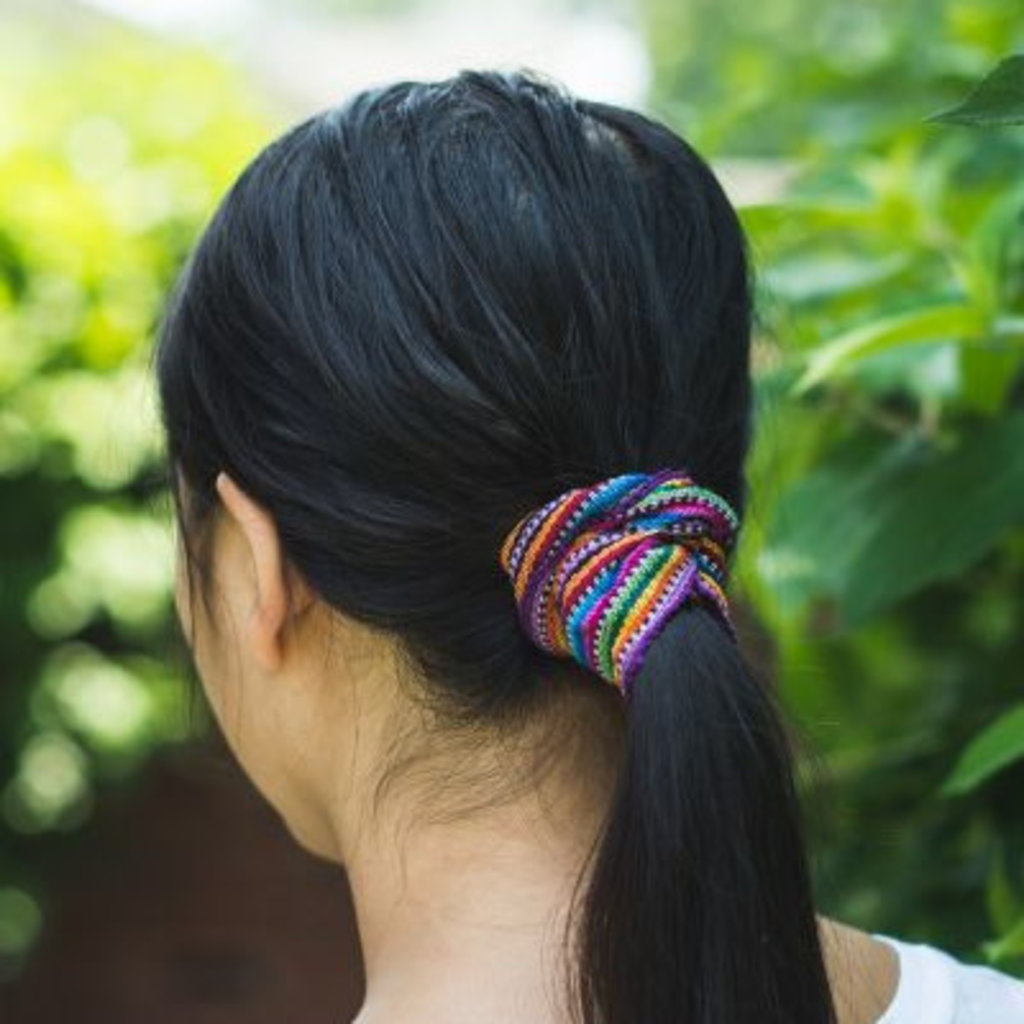 Lucia's Imports Colorful Ikat Fabric Scrunchie