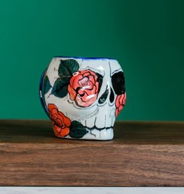 Lucia's Imports Hand-Painted Ceramic Mug: Rose Sugar Skull