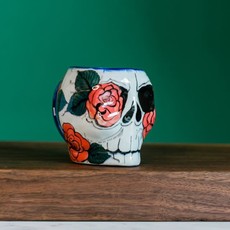 Lucia's Imports Hand-Painted Ceramic Mug: Rose Sugar Skull