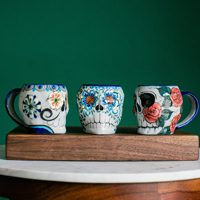 Lucia's Imports Hand-Painted Ceramic Mug: Sugar Skull