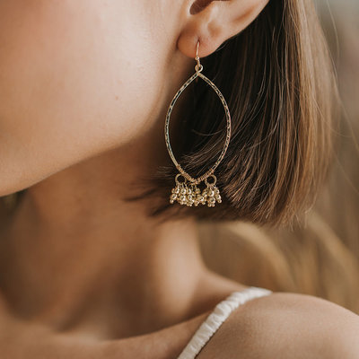 Matr Boomie Jaya Hoop Bead Fringe Earrings