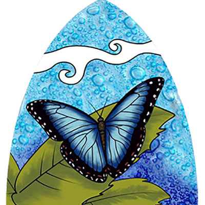 PamPeana Blue Butterfly Fused Glass Night Light