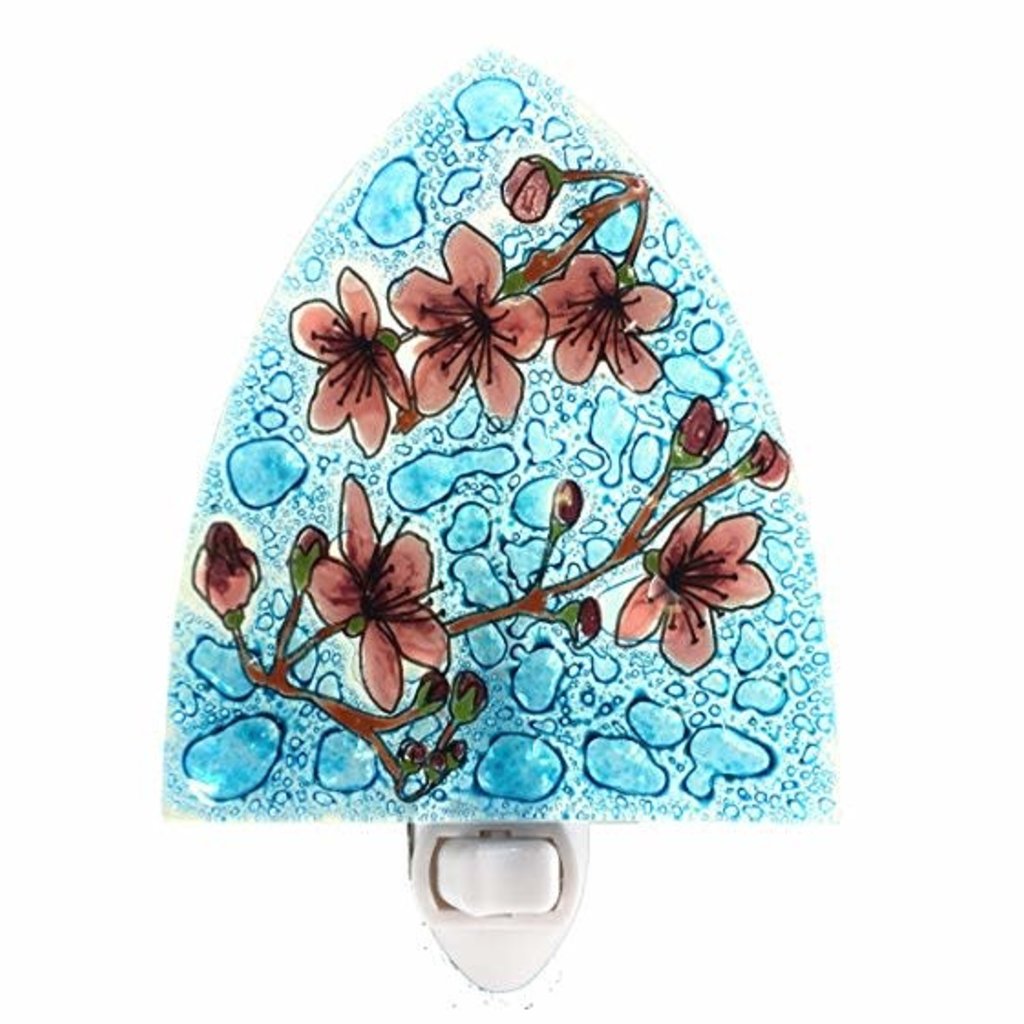 PamPeana Cherry Blossom Fused Glass Night Light