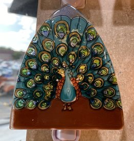 PamPeana Peacock Fused Glass Night Light