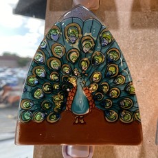 PamPeana Peacock Fused Glass Night Light