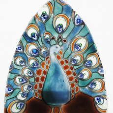 PamPeana Peacock Fused Glass Night Light