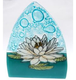 PamPeana White Lotus Fused Glass Night Light