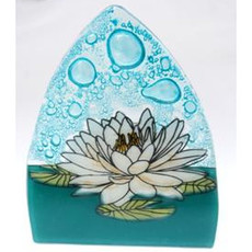 PamPeana White Lotus Fused Glass Night Light
