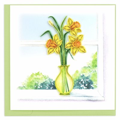 Quilling Card Daffodil Vase Quilled Card