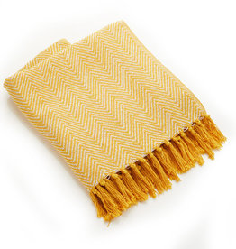 Serrv Cotton Rethread Gold Chevron Throw Blanket