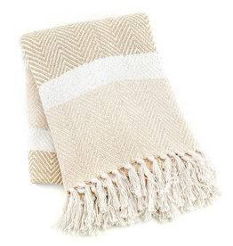 Serrv Cotton Rethread  Natural Striped Throw Blanket