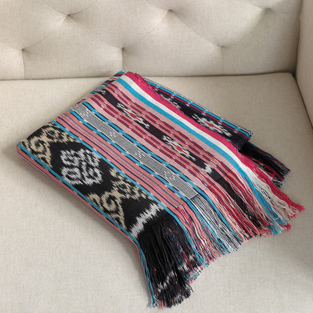 Serrv Ikat Dobi Throw - Pink & Teal