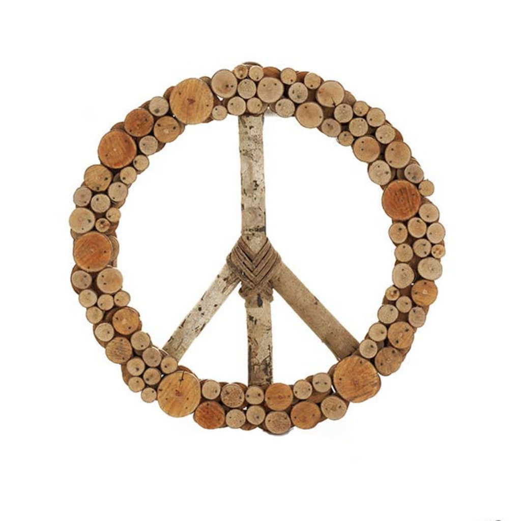 Serrv Peace Sign Layered Wood Wreath