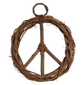 Serrv Peace Sign Wood Vine Wreath