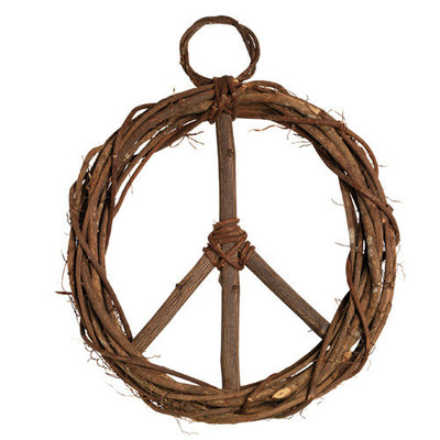 Serrv Peace Sign Wood Vine Wreath
