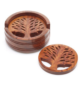 Serrv Tree of Life Shesham Wood Coasters (Set of 4)