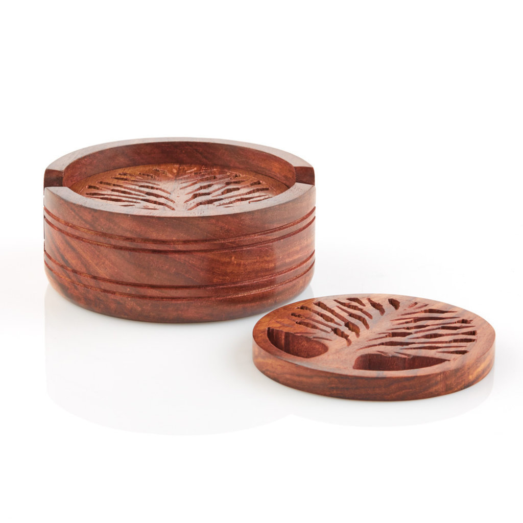 Serrv Tree of Life Shesham Wood Coasters (Set of 4)