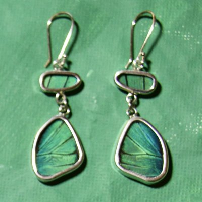 Silver Tree Designs Butterfly Wing Flutter Earrings: Prepona