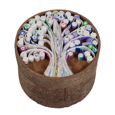 Ten Thousand Villages Cinnamon Bark & Paper Tree Box