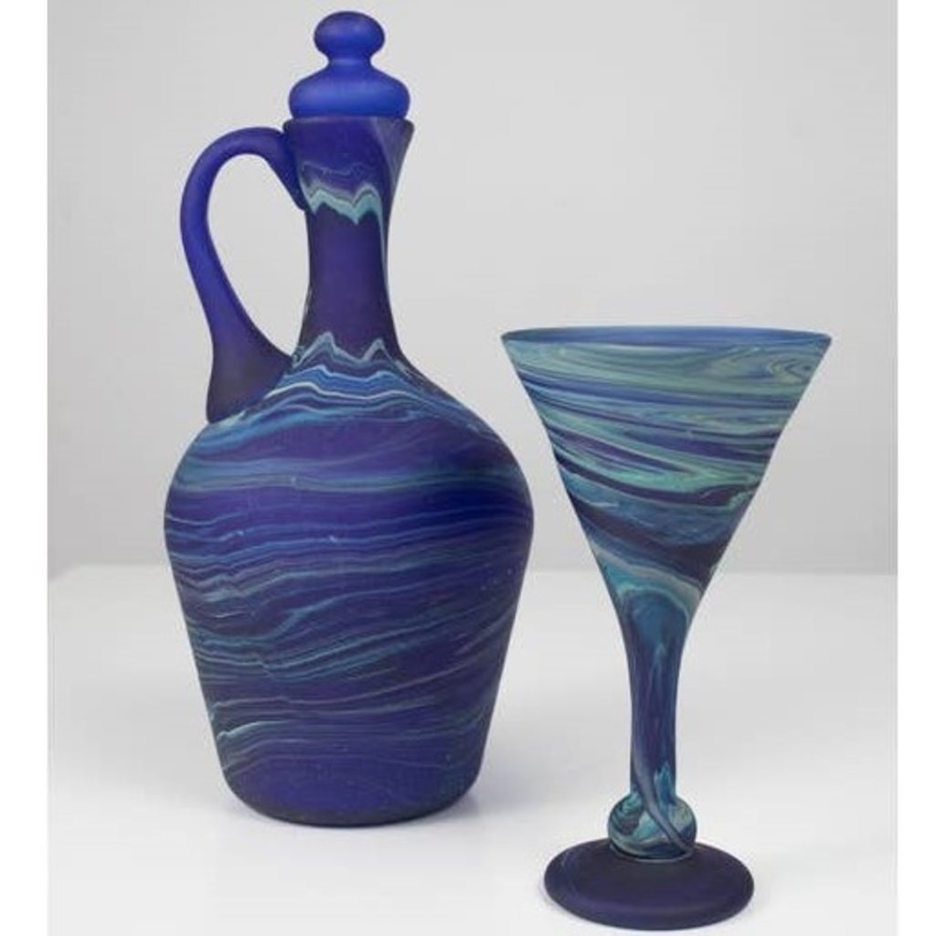 Ten Thousand Villages Phoenician Blue Cocktail Goblet