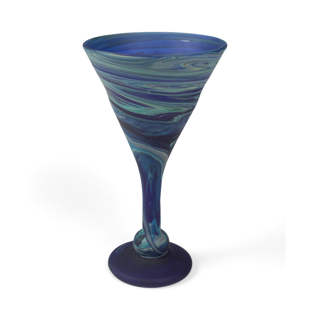 Ten Thousand Villages Phoenician Blue Cocktail Goblet