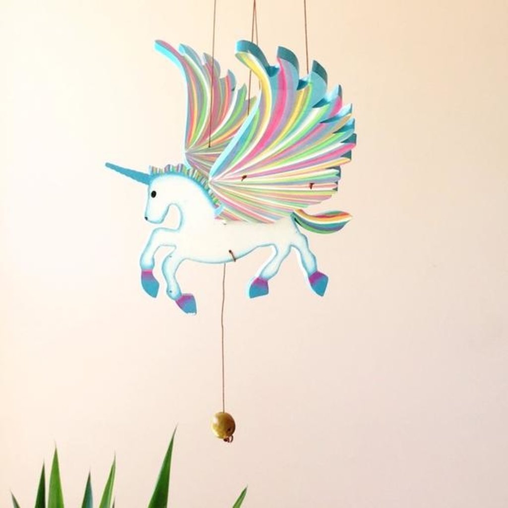 Tulia's Artisan Gallery Flying Mobile: Blue Unicorn