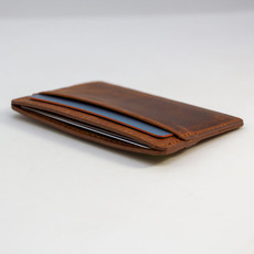 Twin Engine Coffee Minimalist Leather Card Wallet Saddle Brown