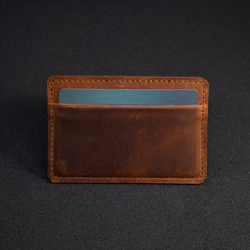 Twin Engine Coffee Minimalist Leather Card Wallet Saddle Brown