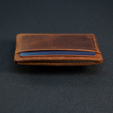 Twin Engine Coffee Minimalist Leather Card Wallet Saddle Brown