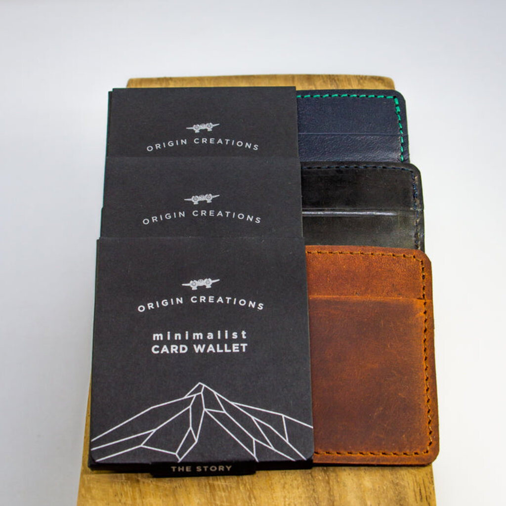 Twin Engine Coffee Minimalist Leather Card Wallet Deep Ocean