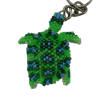 Unique Batik Beaded Keychain: Turtle