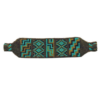 Unique Batik Nativa Bracelet: Gold & Turquoise