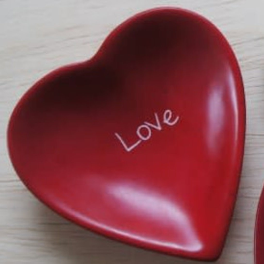 Venture Imports Soapstone Heart Dish Hand Carved Love