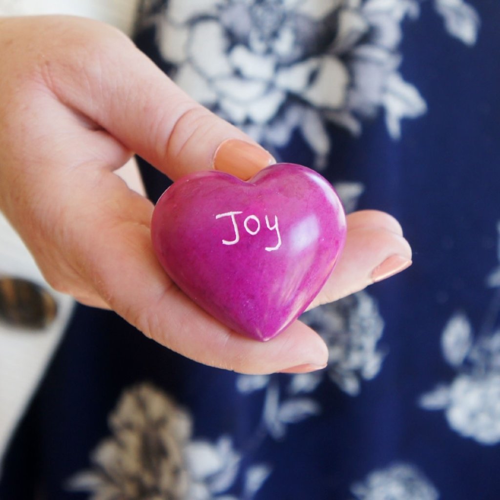 Venture Imports Soapstone Word Heart Rock