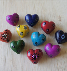 Venture Imports Tiny Colorful Patterned Soapstone Heart Rock