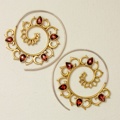 DZI Handmade Fiery Lotus Spiral Earrings