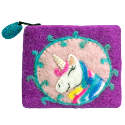 DZI Handmade Unicorn Felt Coin Purse