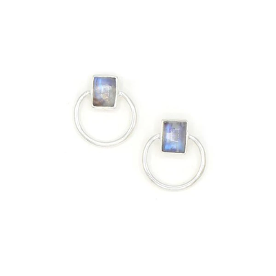 Fair Anita Midnight Loop Moonstone Stud Earrings